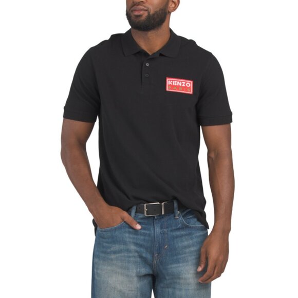 KENZO Black Logo Patch Short Sleeve Polo - Picture 1 of 2